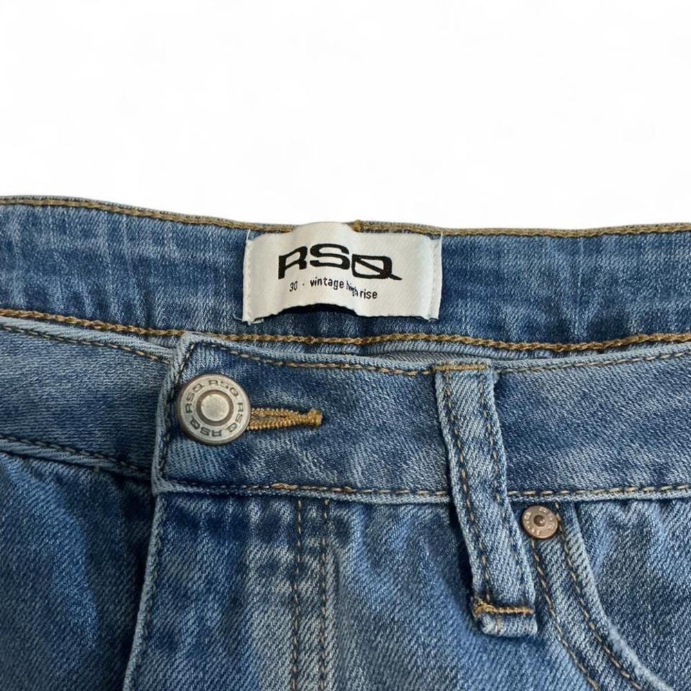 RSQ Denim Shorts Womens 30 Blue Excellent Distressed Vintage High Rise Raw Hem - Picture 2 of 8